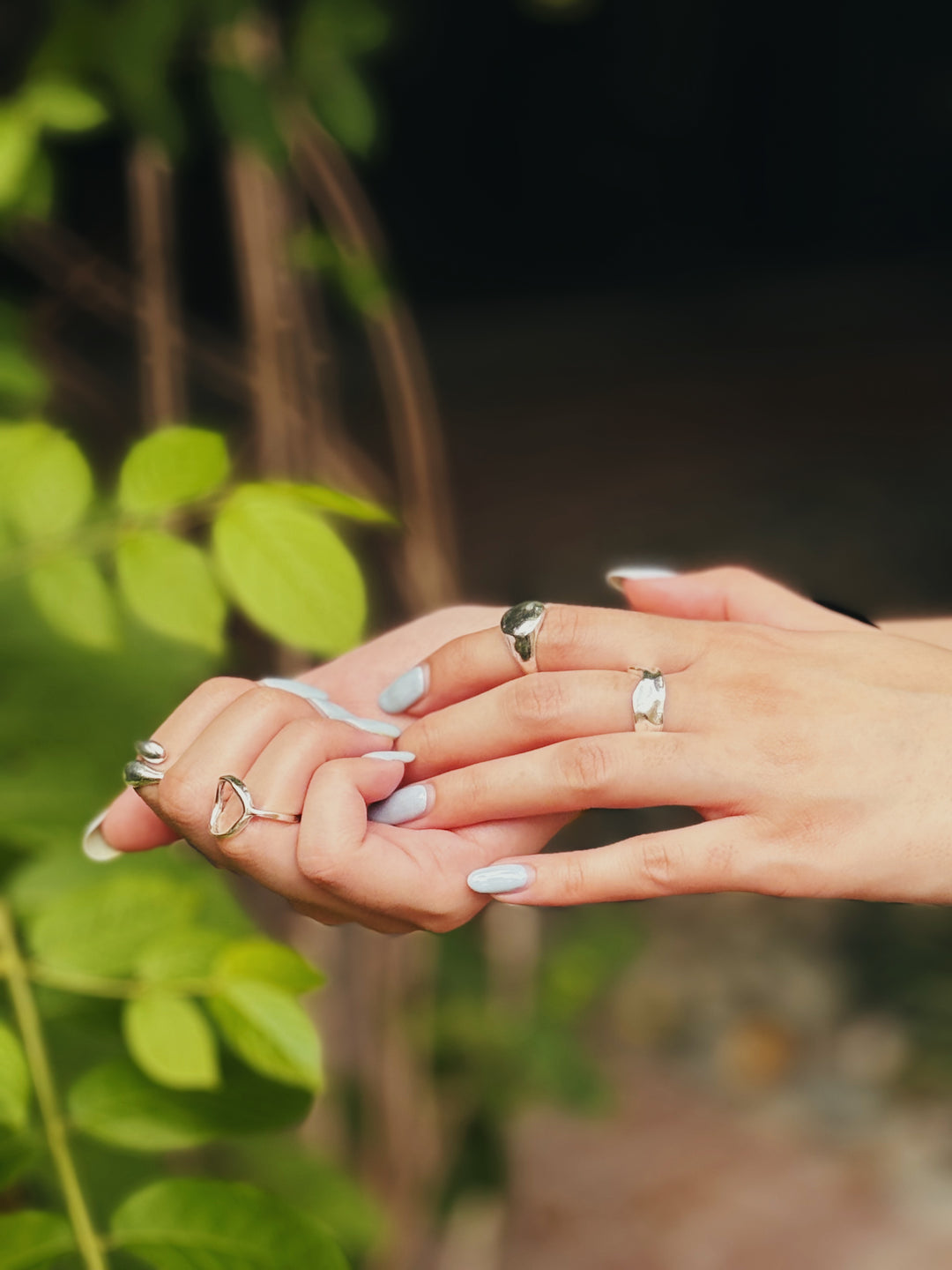 Irregular Silver Ring Set