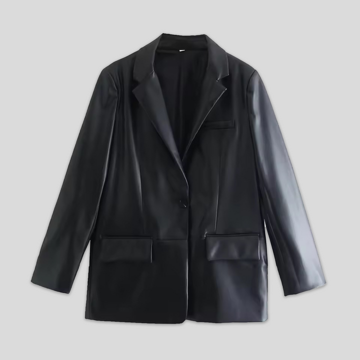 Vegan Leather Blazer Noir