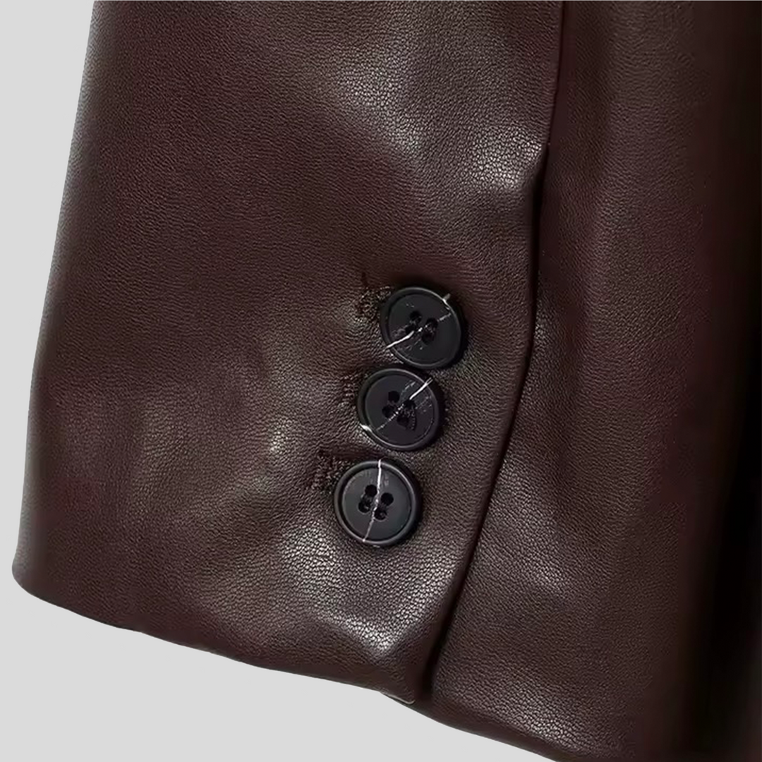 Vegan Leather Blazer Chocolate