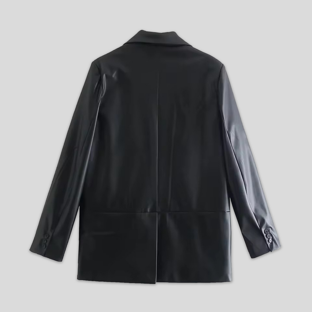 Vegan Leather Blazer Noir