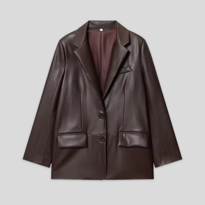Vegan Leather Blazer Chocolate