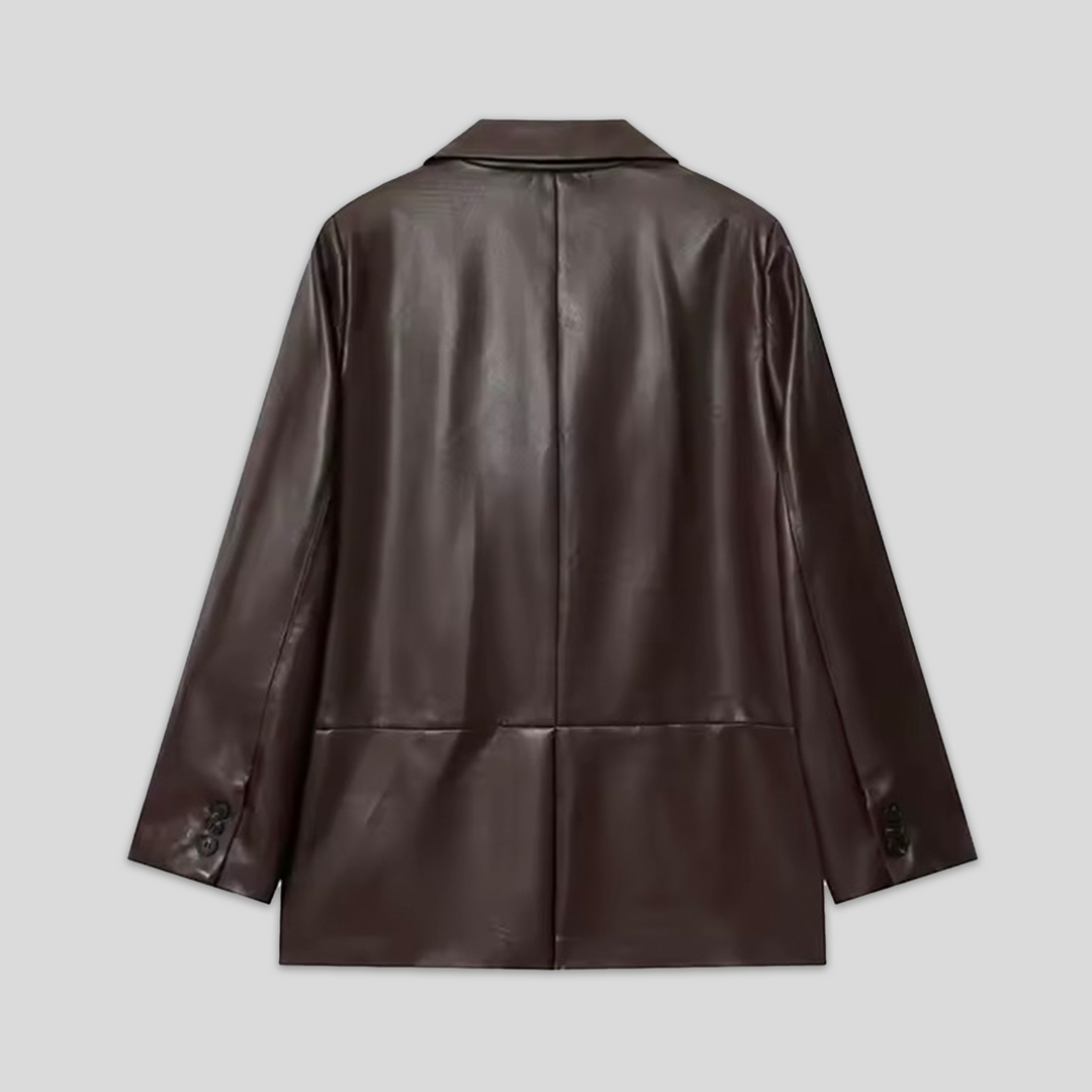 Vegan Leather Blazer Chocolate