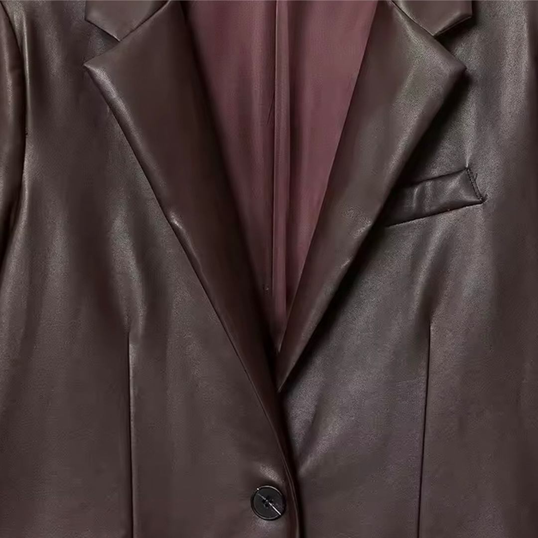 Vegan Leather Blazer Chocolate