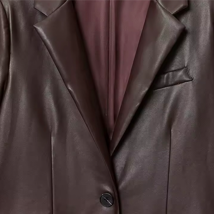 Vegan Leather Blazer Chocolate