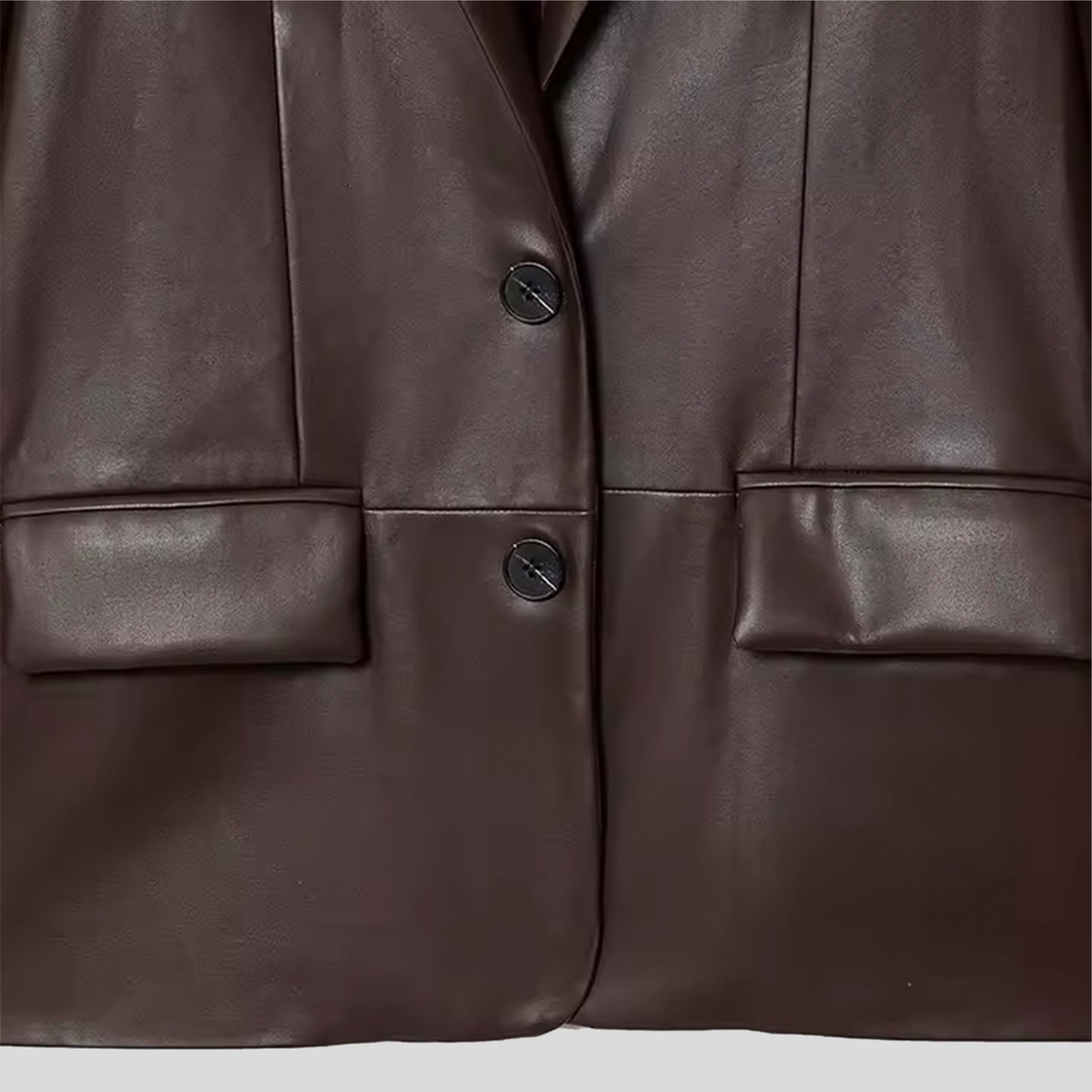 Vegan Leather Blazer Chocolate