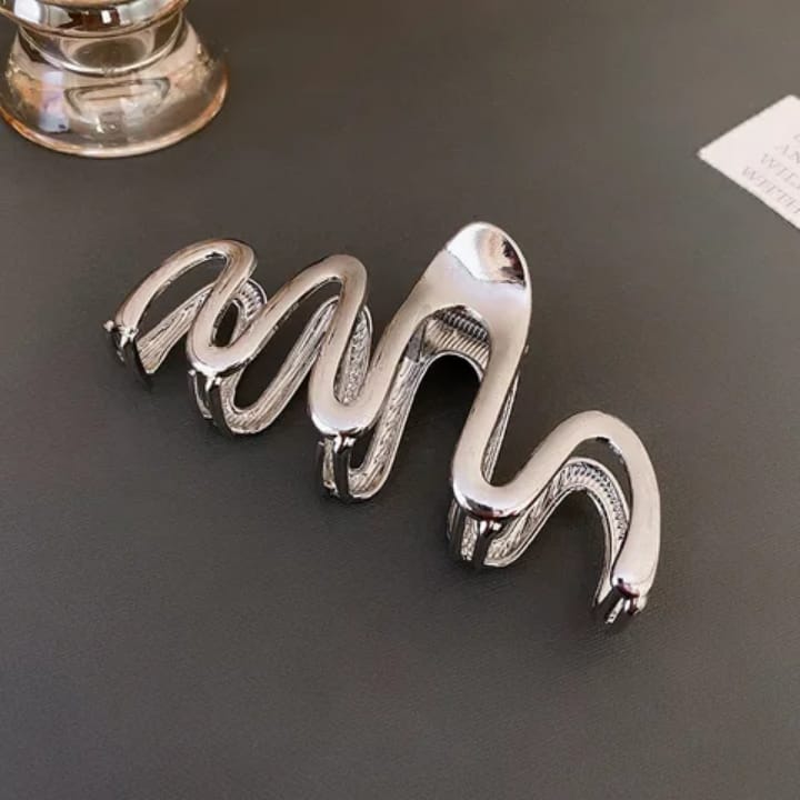 Silver Squiggle Claw Clip