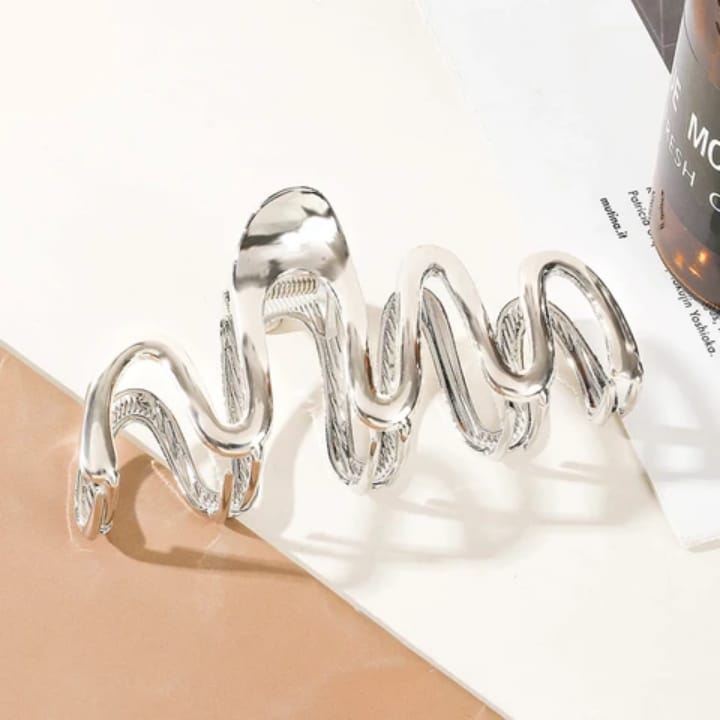 Silver Squiggle Claw Clip