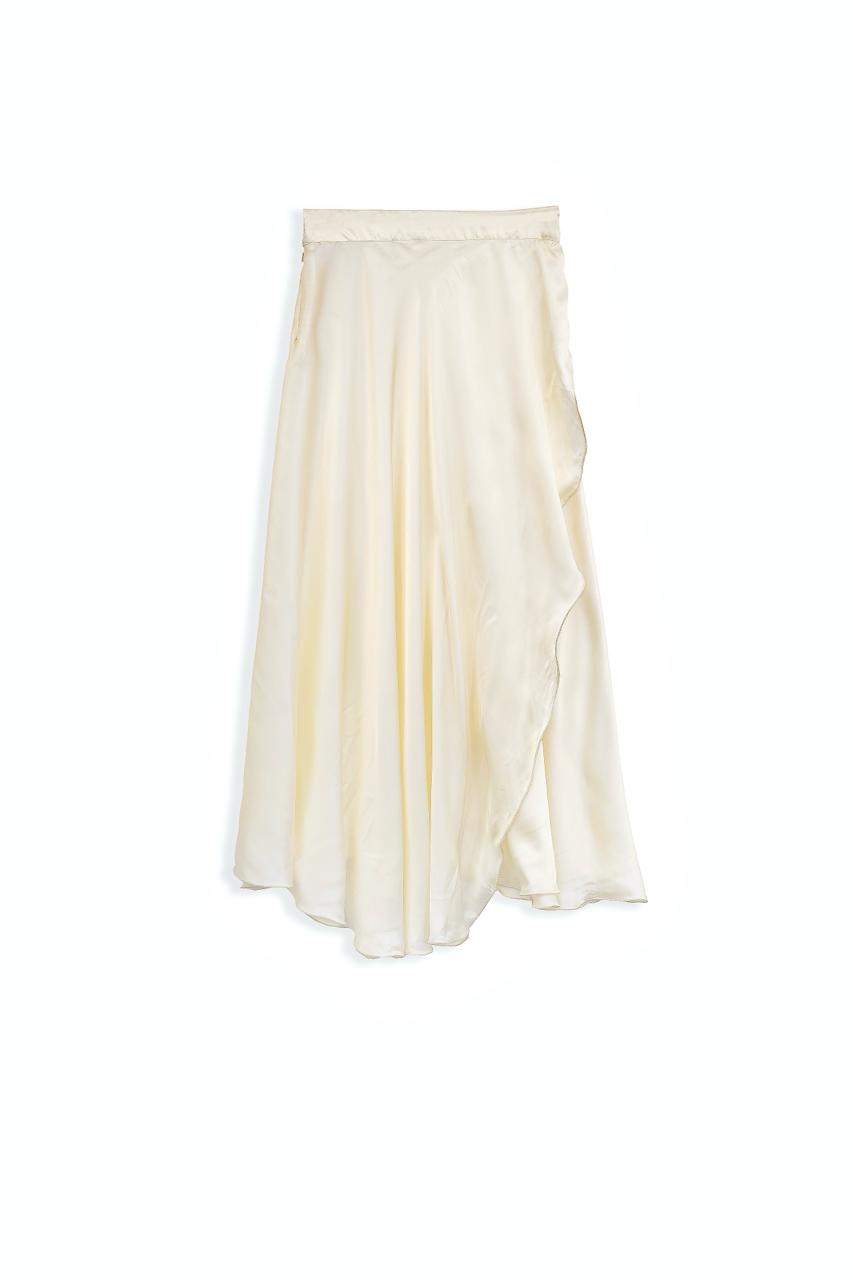 Ivory Wrap Silk Skirt
